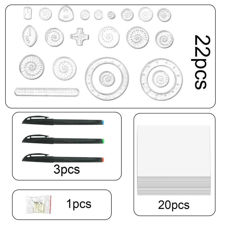 Artist Ruler Set For Drawing Drawing Ruler Tool Scrapbooking Graffiti Pattern Ruler Set Contains 22 Rulers 3 Pens And 20 Papers