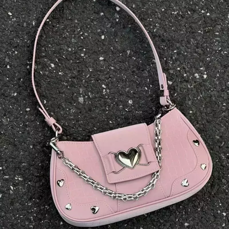 New Fashion Shoulder Bag 2023 PU Bags for Women Sweet Cool Subculture Pink Crossbody Bag сумка Bolsas