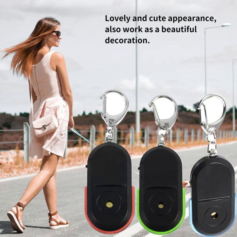 Portable car key finder anti-lost key finder smart find locator keychain whistle beep sound control LED torch