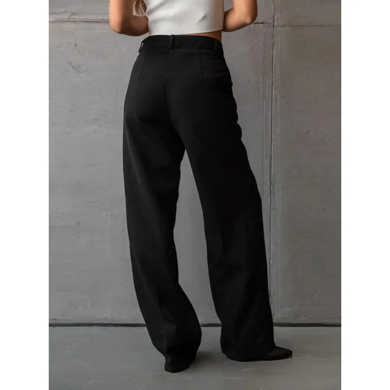 Черные темпераментные приталенные прямые брюки с завышенной талией, женские летние брюки, оптовая продажа Yy18