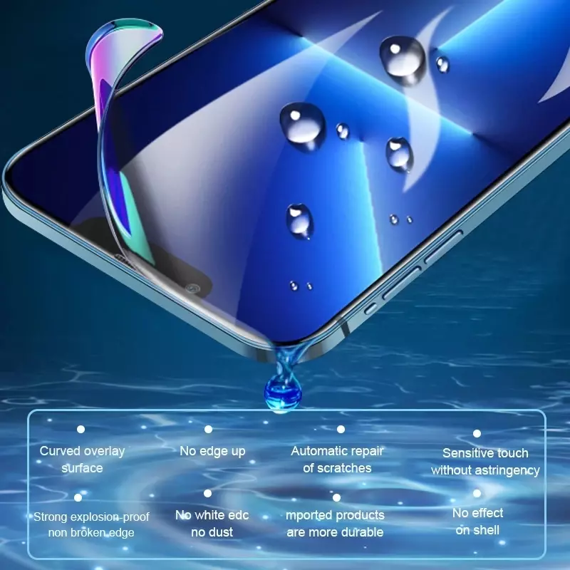 Film Hidrogel untuk IPhone 12 13 Pro Max Pelindung Layar Mini untuk IPhone 11 14 Pro XS Max XR X 6 7 8 Plus SE Film Belakang Bukan Kaca