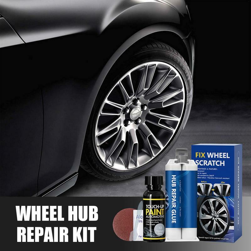 Kit de reparación de ruedas de coche, juego de herramientas de reparación rápida y fácil, arreglo de arañazos de vehículo para aleación de aluminio plateado