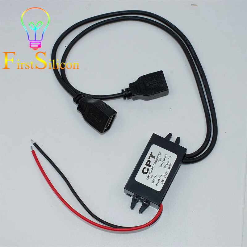[FirstSilicon]12V to 5V 3A Dual USB DC-DC Step Down Line Buck Car Power Converter / Regulator Charge for phone LED WiFi Router
