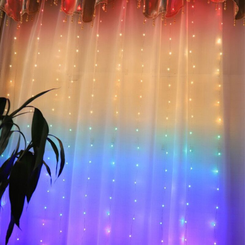 Cortina de luces LED para ventana, luces de fondo para fotos, cadena de luces centelleantes con Control remoto para pared de dormitorio, fiesta de boda