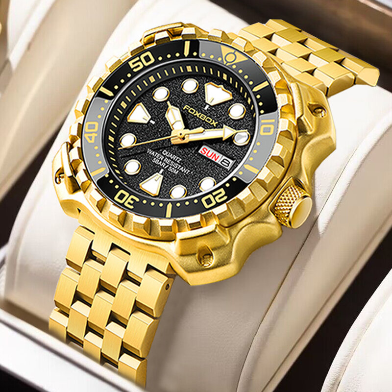 Relogio Mascul37LIGE-Montre-bracelet en acier inoxydable pour homme, horloge à quartz de luxe, antichoc, chronographe étanche