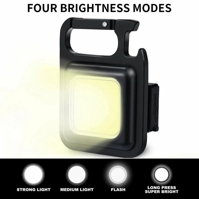 Portátil Mini lanterna LED para Chaveiros, Pocket Work Light, pequeno saca-rolhas, USB recarregável, acampamento ao ar livre, 1500LM