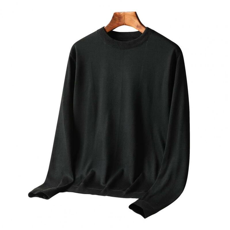Однотонный свитер, уютный вязаный свитер с круглым вырезом для осени и зимы, мягкий пуловер с длинным рукавом и защитой от усадки для женщин