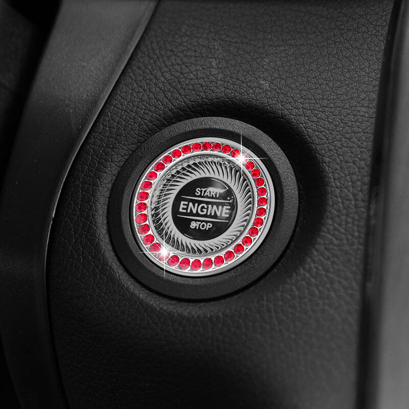 Accensione del motore in cristallo Onekey Start Stop interruttore a pulsante copertura protettiva Bling Girls accessori Auto Car Interior Decor