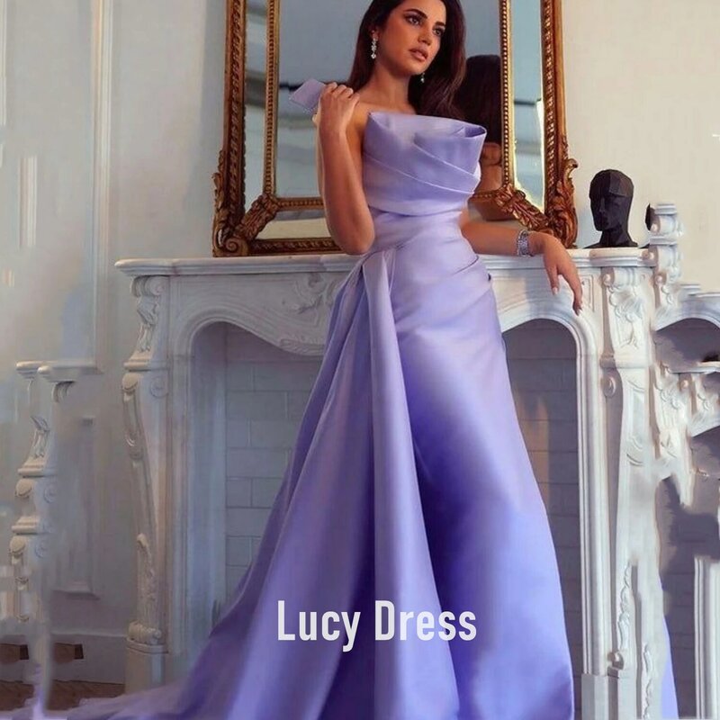 Lucy Long Full Pleat Prom Dresses, Vestidos de festa noturna da Arábia Saudita, Vestidos Longos de Gala, Gala Longa