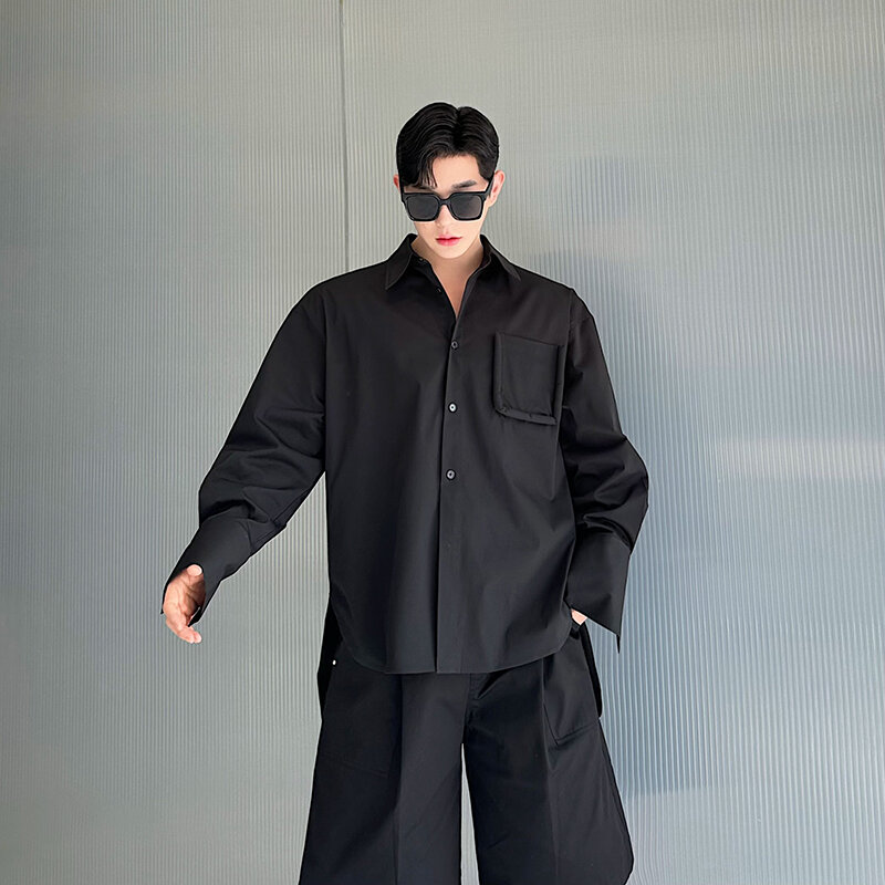 NOYMEI-Camisa de manga larga para hombre, camisa sencilla de estilo coreano que combina con todo, Color sólido, WA4476, novedad de verano y primavera, 2024
