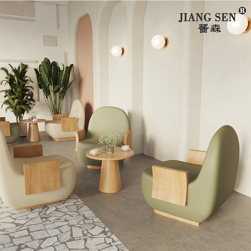 Coffee shop table and chair combination dessert simple leisure sofa business reception baking card seat chair