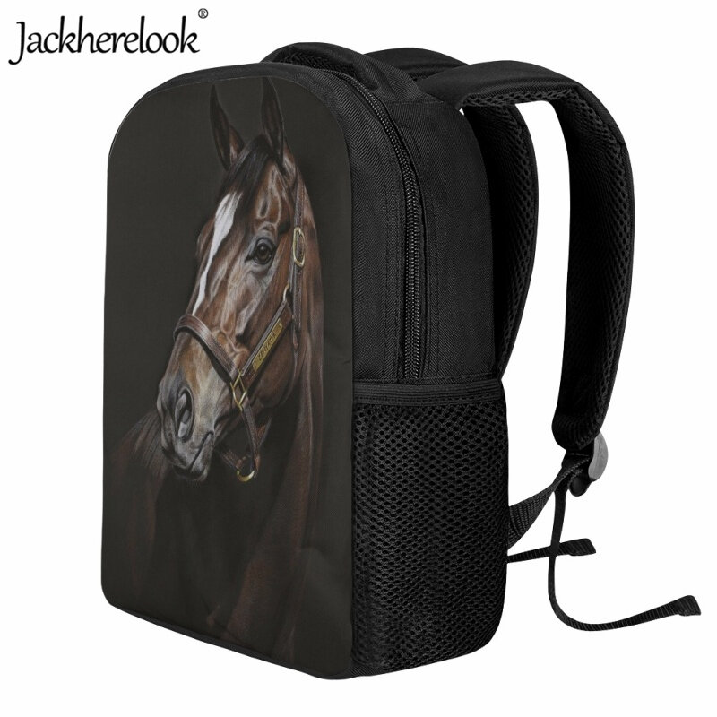 Jackherelook子供用ランドセル3D動物馬プリントデザインブックバッグ新しい実用的な旅行バックパック子供用レジャーナップザック