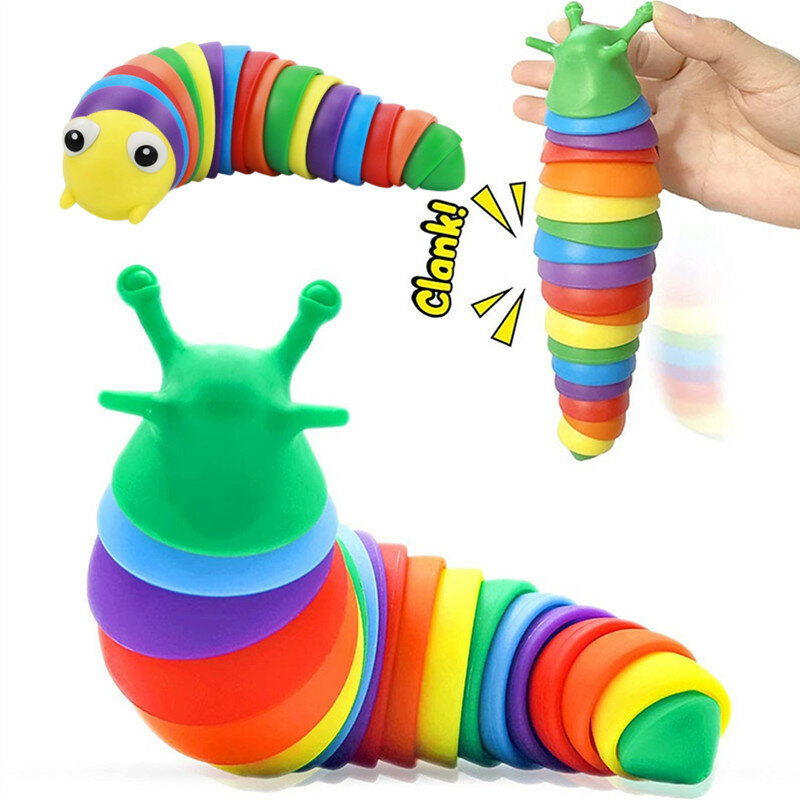 Flexibele Vingertop Zintuiglijke Nieuwigheid Emulatie Worm Speelgoed Kinderen Antistress Gekronkel Slug Gift Decompressie Leuke Regenboog Slug