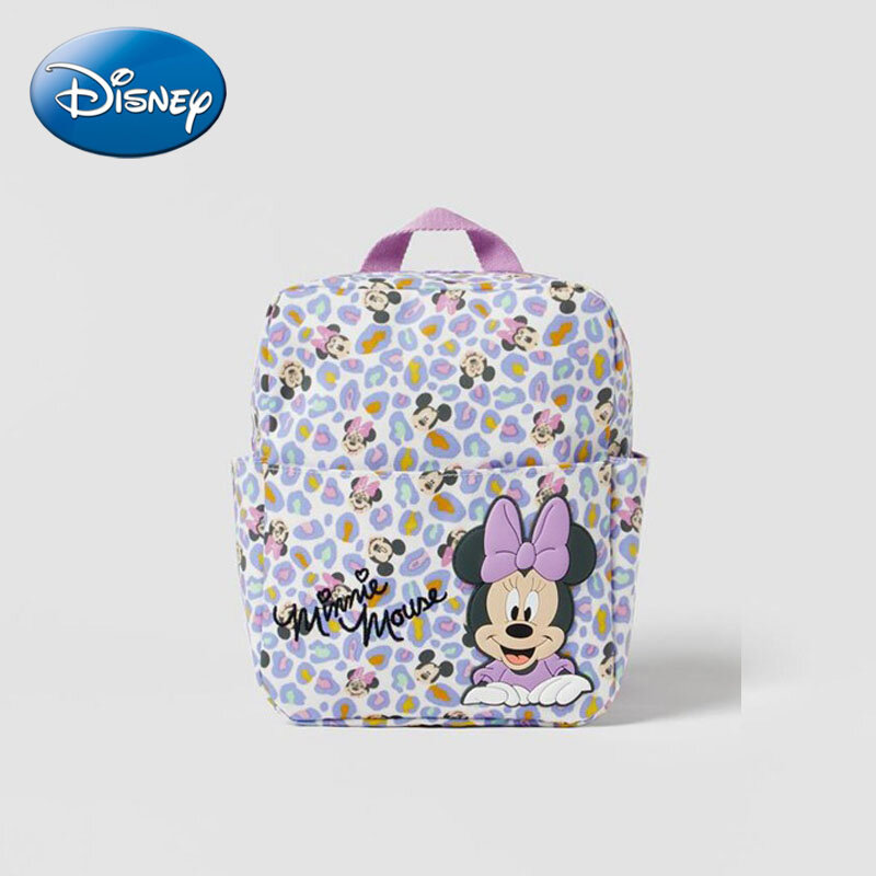 Disney-Sac à dos Minnie Cartoon Print pour enfants, sac d'école pour bébé, rangement de livres, grande capacité, mignon, tureand, maternelle, filles