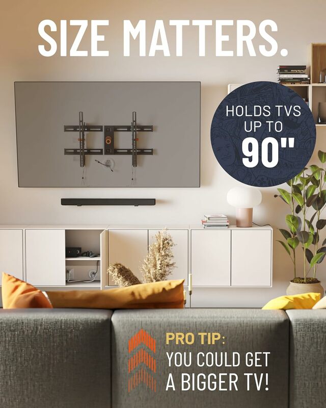 Staffa TV per montaggio a parete ECHOGEAR per TV fino a 90 "-Design a basso profilo inclina per eliminare l'abbagliamento-include la perforazione