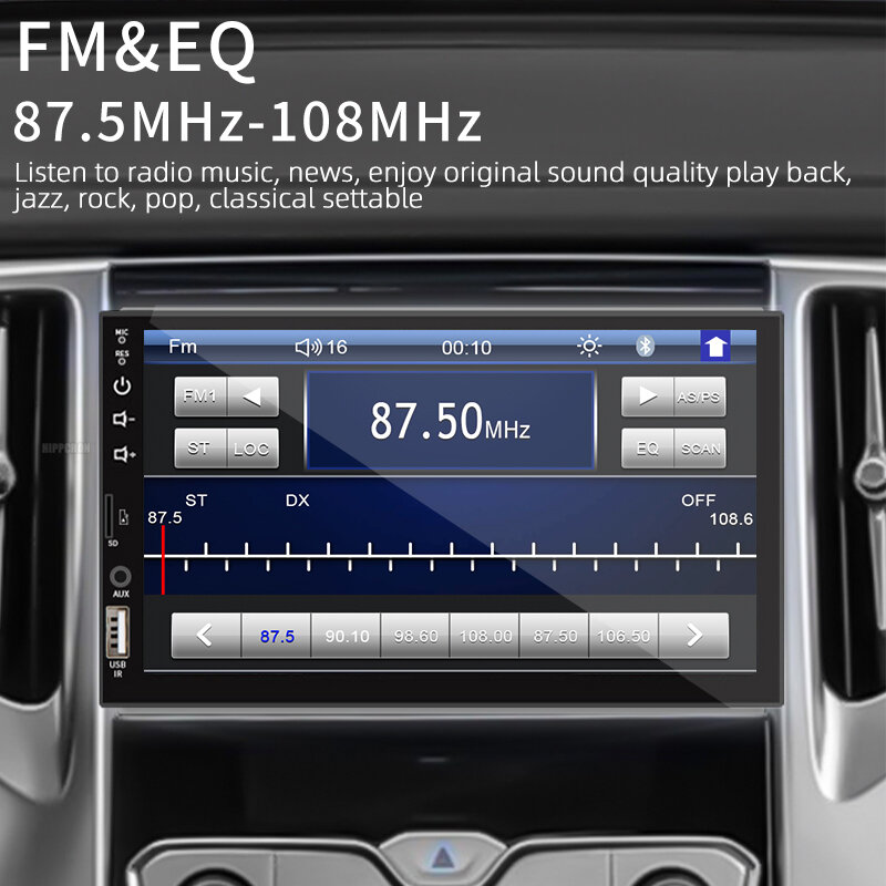 7 Cal 1 Din Radio samochodowe MP5 odtwarzacz ekran dotykowy multimedialne FM ISO Power Aux wejście Bluetooth USB lusterko Link uniwersalne Autoradio