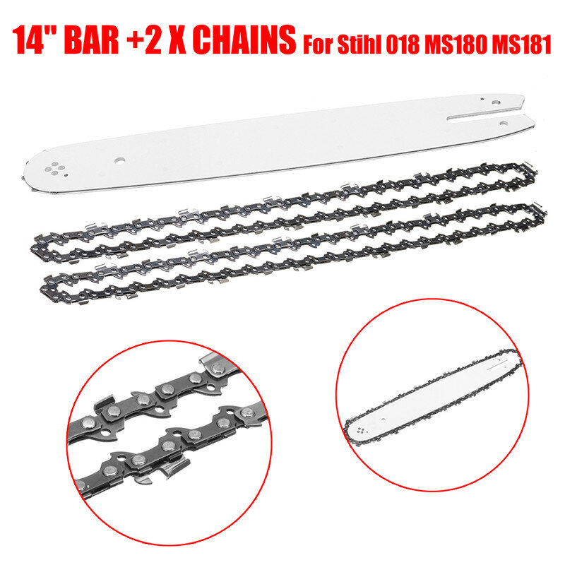 1 Set 2/3pcs 50 Knots 14 inch Chainsaws Chain Saw + 1 Black Guide 14 inch 3/8 LP For Steele Stihl 018 MS180 MS181