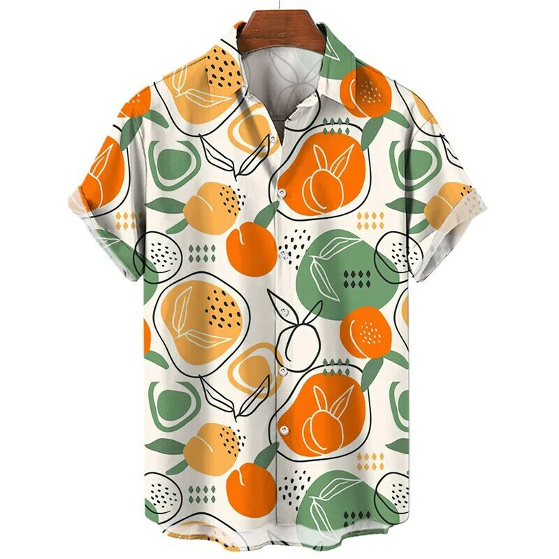 Men's Shirts For Men 3D Colorful Fruits Printing Tops Fashion Funny Shirts & Blouses Mens Hawaiian Y2k Clothing  Shirts