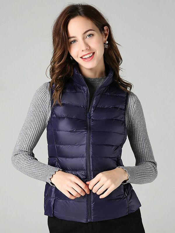 Women Down Vest Ultralight Thin Sleeveless Jacket White Duck Down Winter Tops Spring Autumn Female Portable Outwear