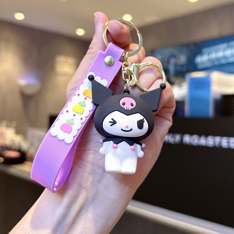Porte-clés pendentif dessin animé mignon Sanurgente Kuromi, porte-clés de voiture, sac de téléphone portable, bijoux pour enfants, accessoires cadeaux