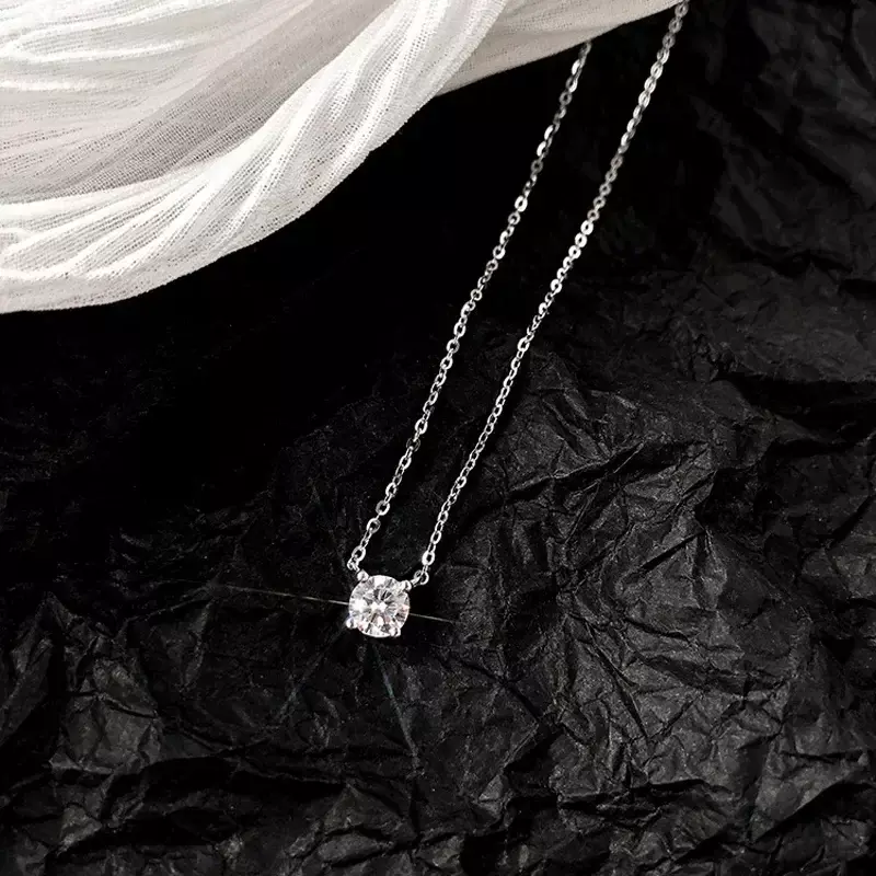 Sterling Silver Color Zircon Crystal Pearl Pendant Gargantilha Colar, linha de pesca transparente, joias finas para mulheres e meninas, 2024