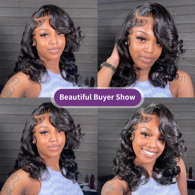 Short Body Wave Lace Front Bob Wig Water Wave Human Hair Wig Brazilian 5x1 T Part Wet And Wavy Human Hair Wigs For Black Women