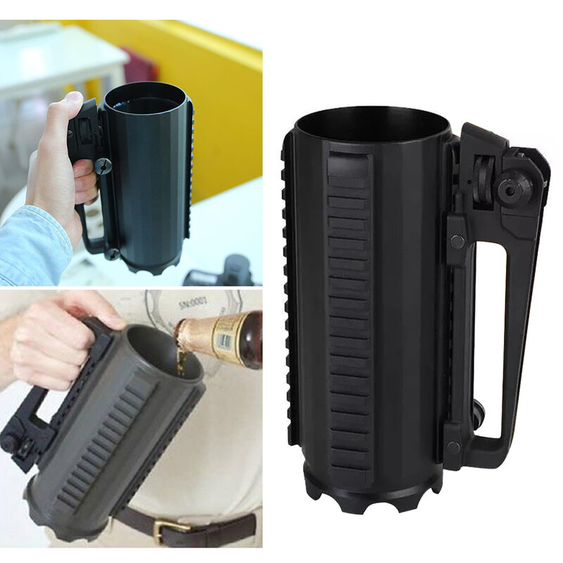 Tactical Beer Rail Caneca, destacável Carry, Batalha Rail Caneca, Sólido Beer Cup, Outdoor Hunting Sports, 0.5L