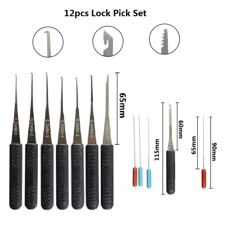 4in1  Professional Lock Pick Set Locksmith Tools Remove Hooks Lock Pin Broken Key Extractor Hand Tools
