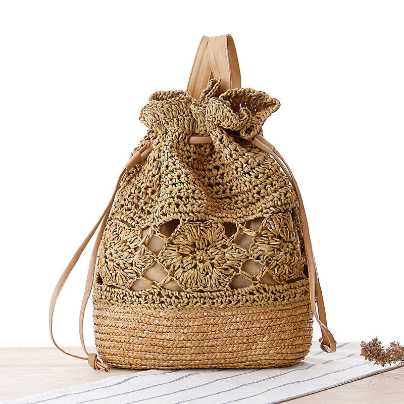 Женский соломенный Плетеный рюкзак на плечо, пляжные сумки в стиле ретро, для отпуска ручной работы, уличная модная сумка с ремешком