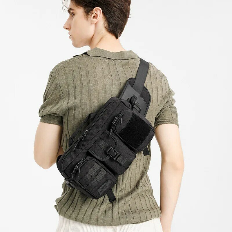 OZUKO tas kurir taktis pria, tas bahu tahan air pengisian daya USB untuk remaja pria