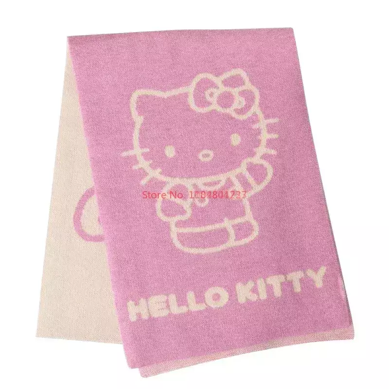 Милый вязаный шарф Sanrio Kuromi My Melody Cinnamoroll мультяшный для взрослых двухцветный теплый утепленный шарф аксессуар для костюма подарок для детей