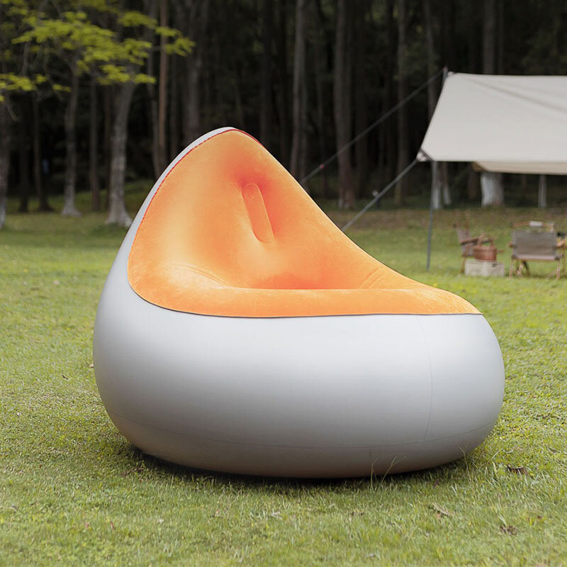 Um clique automático sofá de lazer inflável ao ar livre preguiçoso cama de ar único portátil almofada de ar acampamento jardim inflável pufe