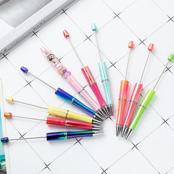 20 piezas-bolígrafos de cuentas con degradado UV, de plástico, hechos a mano, para estudiantes, venta al por mayor