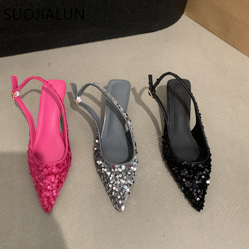Suojialun-女性のきらびやかなサンダル,エレガントな靴,つま先が開いた,滑り止め,新しいコレクション2023
