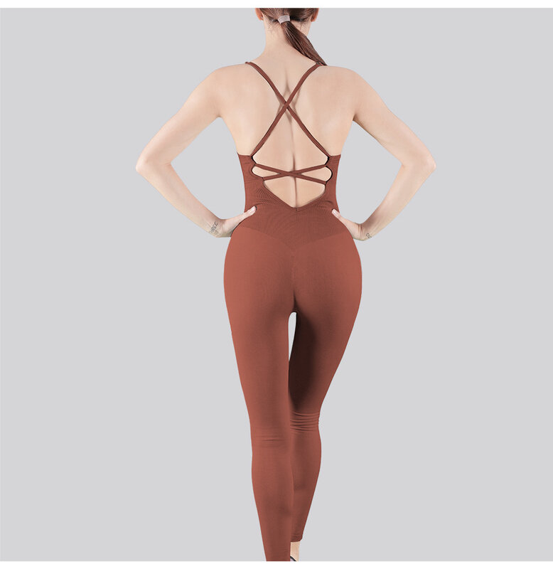 Threaded one-piece yoga clothes beautiful back sling u-neck trousers and one-piece ballet leotard