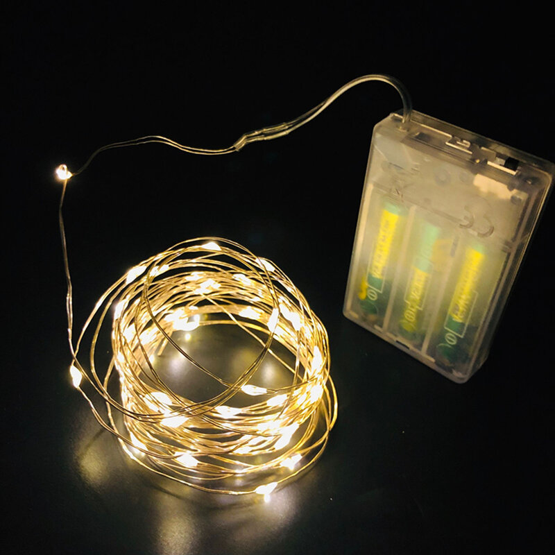 1m/2m/3m/5m/10m fio de cobre guirlanda led luzes de fadas guirlanda cortina energia da bateria luzes da corda festa de natal casamento