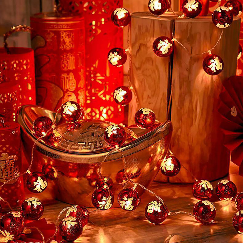 Lentera luar ruangan dengan 10/20 LED lampu LED, lentera untuk Tahun Baru Imlek, Lampion merah, Festival Musim Semi Lampion merah, dekorasi gantung