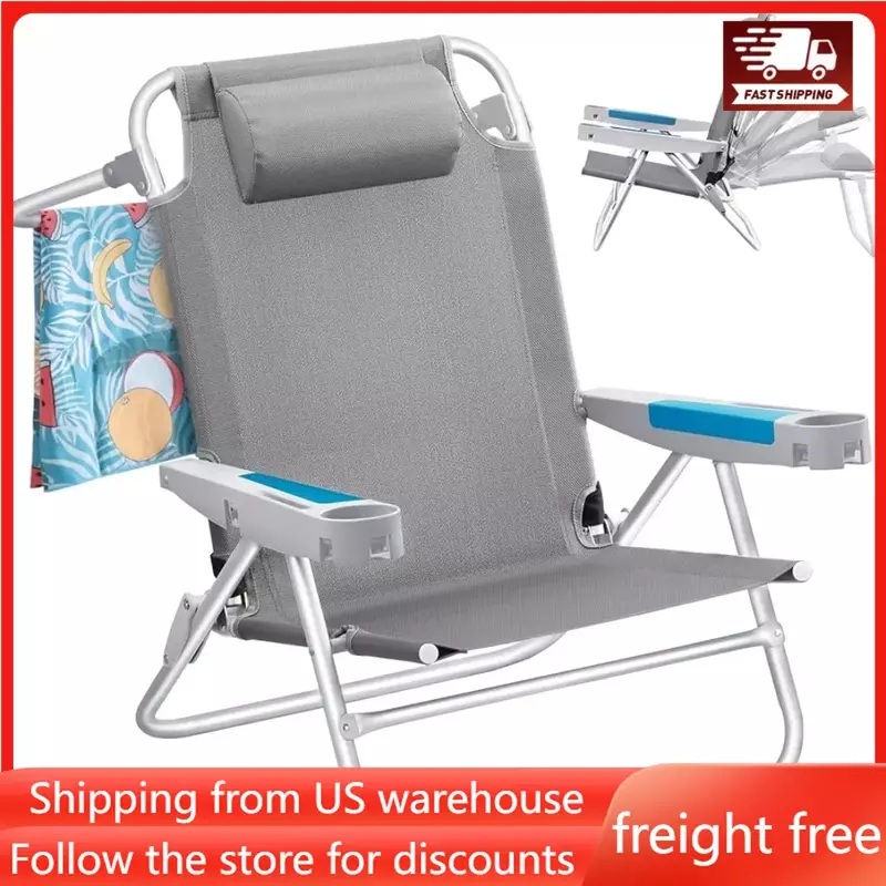 성인용 헤비 듀티 접이식 비치 의자, 휴대용 야외 의자, 비치 캠핑 잔디, 350lb 용량
