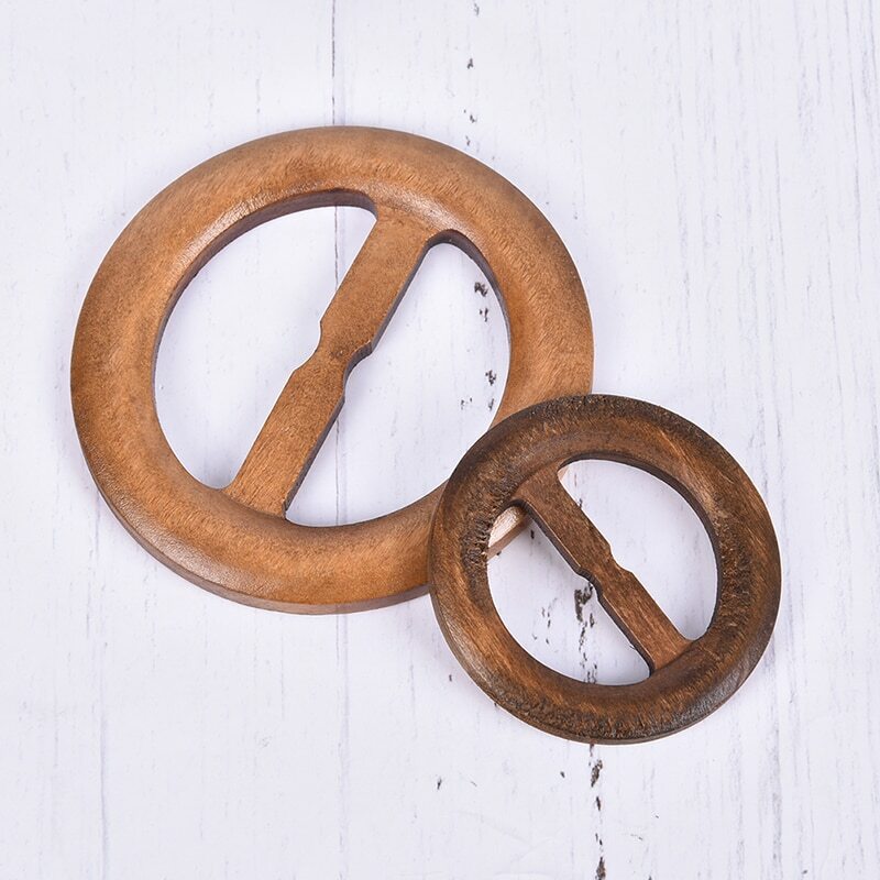 3Sizes Children Round Shape DIY 50-80mm Garniture Handmade Wooden Crafts Belt Buckle Ring Wood Clothes Accessories