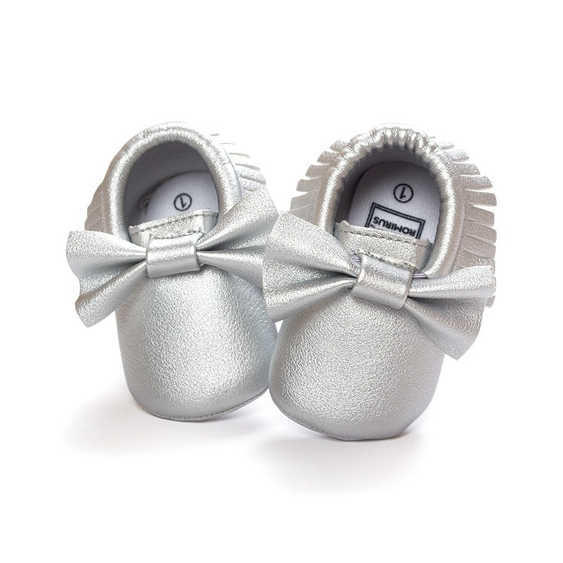 Zapatos de bebé recién nacido, niño y niña, primeros pasos, suela de PU, Princesa, lazo, flecos, zapatos de cuna para bebé, mocasines informales