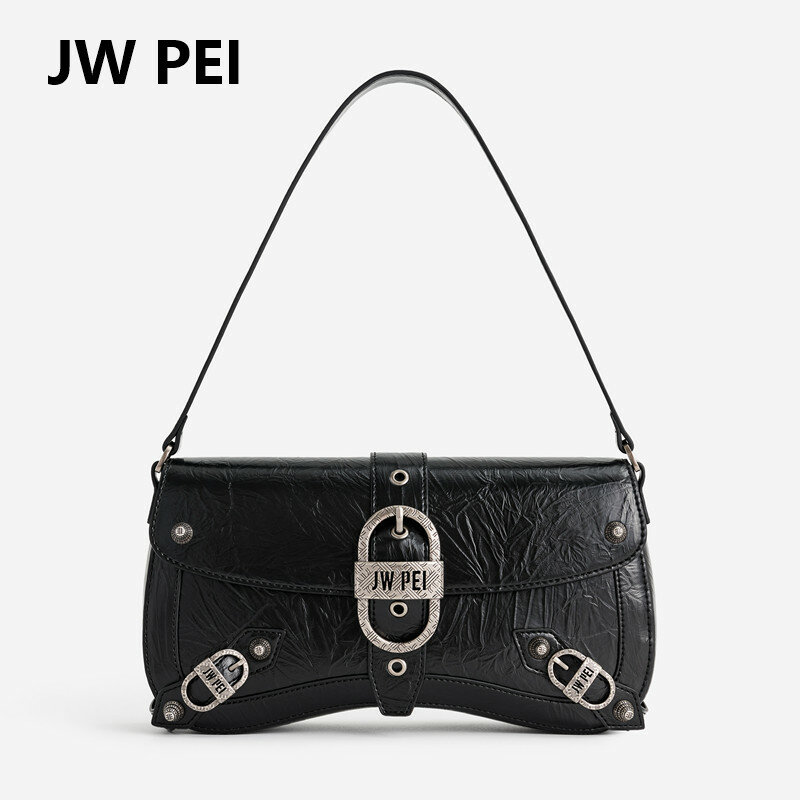 JW PEI tas bahu selempang wanita, tas sadel ketiak Retro modis dapat disesuaikan