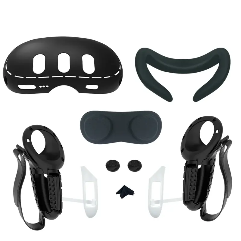 10-in-1 Silicone Controller Cover Case for Meta Quest 3 VR Headset Grip Protector with Battery case For Quest 3 VR Accessories