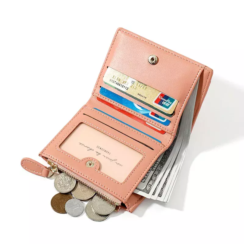 Kobiety portfel ze skóry PU wzór z kamieniem mała torebka portmonetka na monety na zamek krótką torebkę na damski portfel