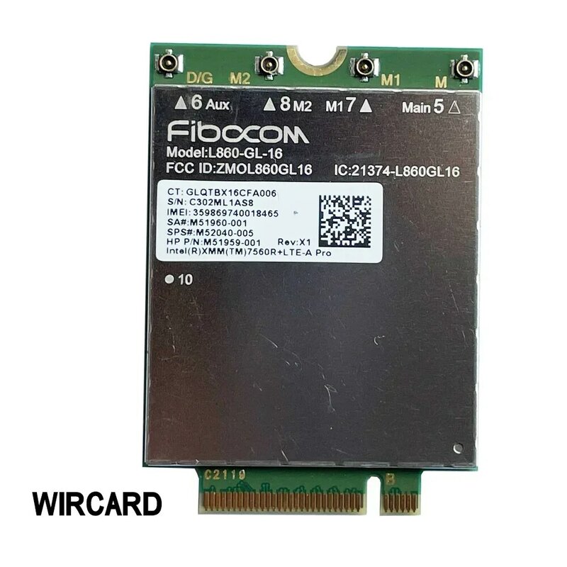 Wircard โมดูล L860-GL-16 LTE CAT16 M.2โมดูลสำหรับ4G L860-GL M52040-005 4G โมเด็ม M.2 NGFF สำหรับ HP แล็ปท็อป