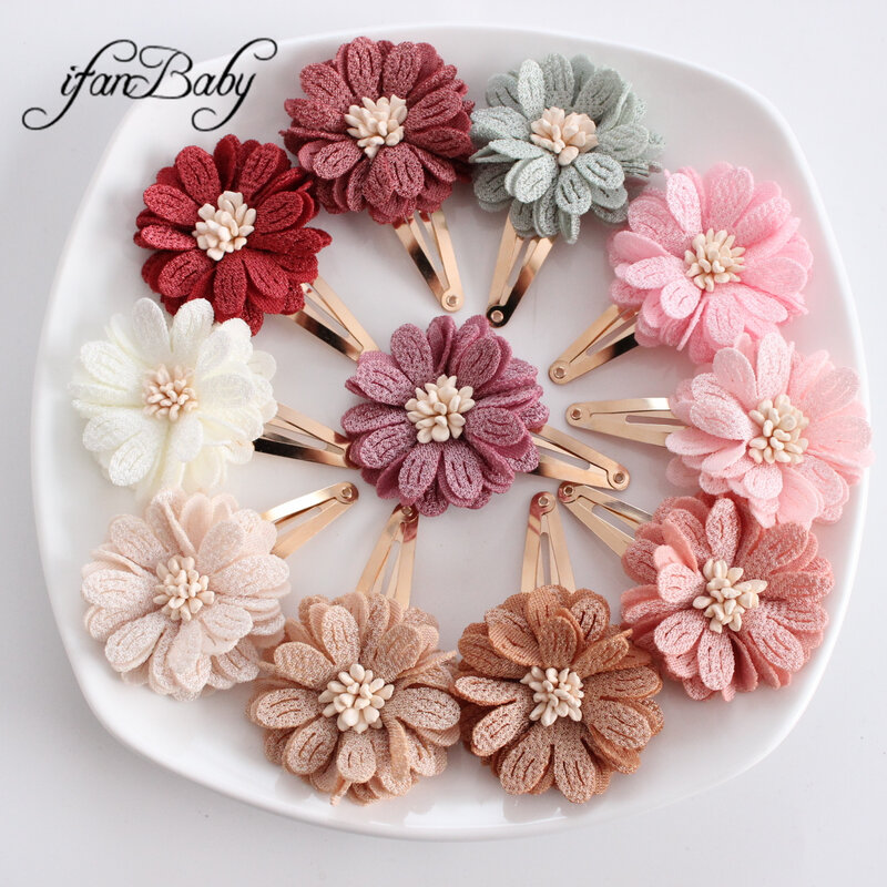 Fashion Flower BB Hair Clips Pin Headwear For Baby Kids Girl Hair Accessories 2 PCS/SET