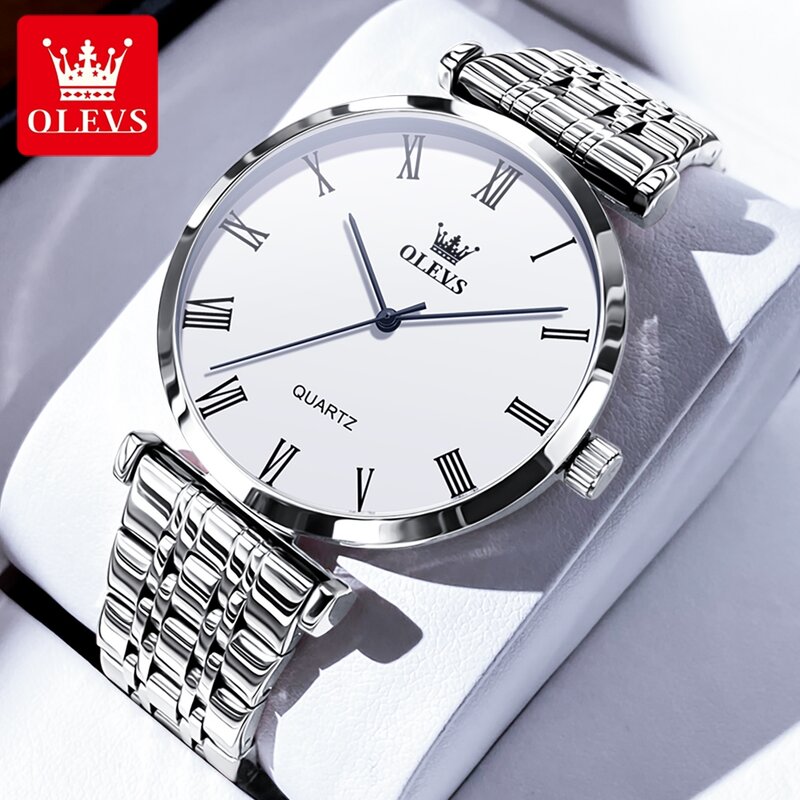 OLEVS-Relógio Quartzo Impermeável Masculino, Pulseira de Aço Inoxidável, Relógios Simples, Luxo, Dourado, Novíssimo, Moda