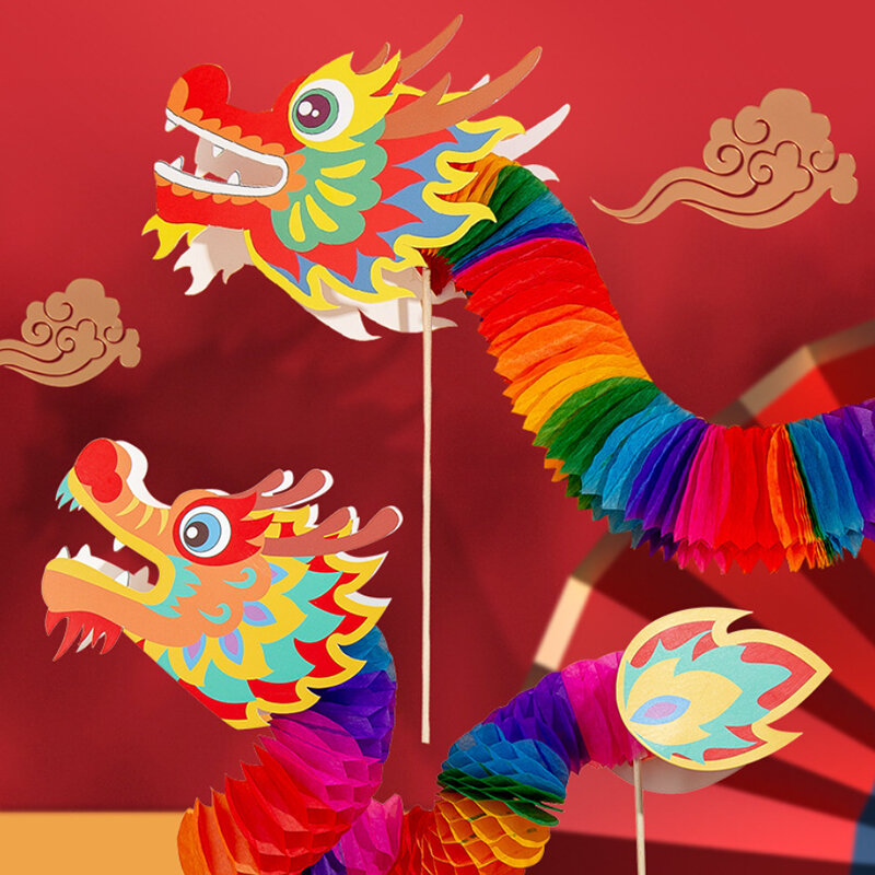 Nostalgia Dragão Dança Papel para Crianças, Material de Fazer DIY, Brinquedos do Ano Novo Chinês, Presente Recorte, Feito à Mão