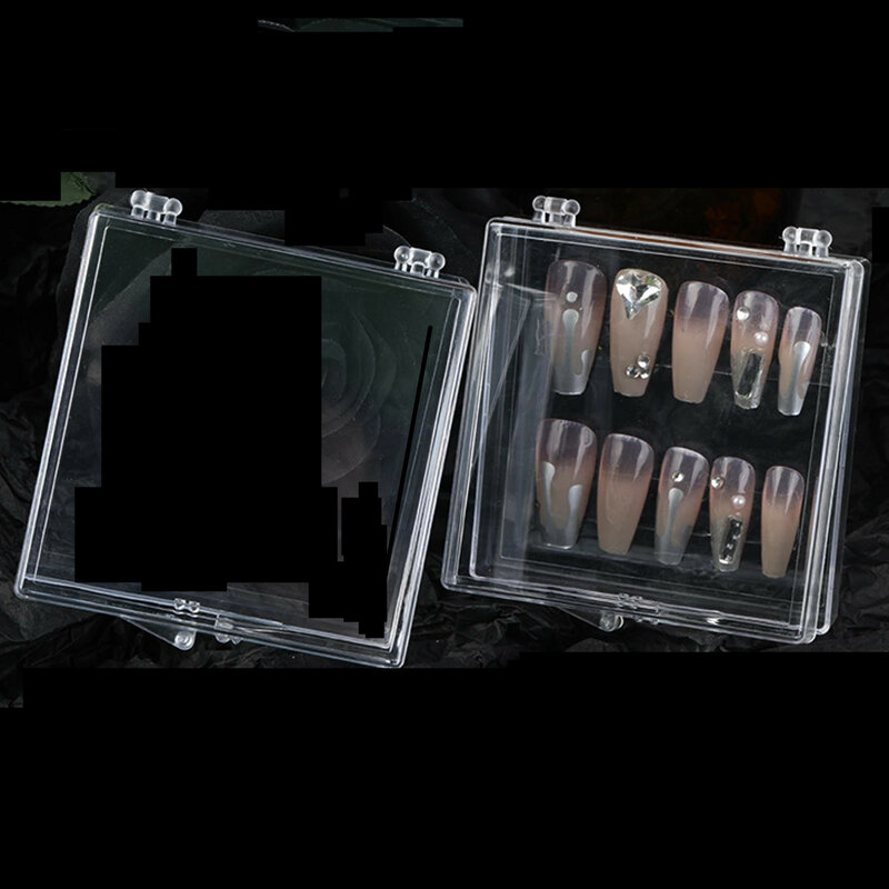 Scatola di immagazzinaggio di usura delle unghie fatta a mano scatola di imballaggio per unghie in acrilico trasparente contenitore per organizzatore di Manicure per unghie contenitore per strumenti per unghie scatola vuota