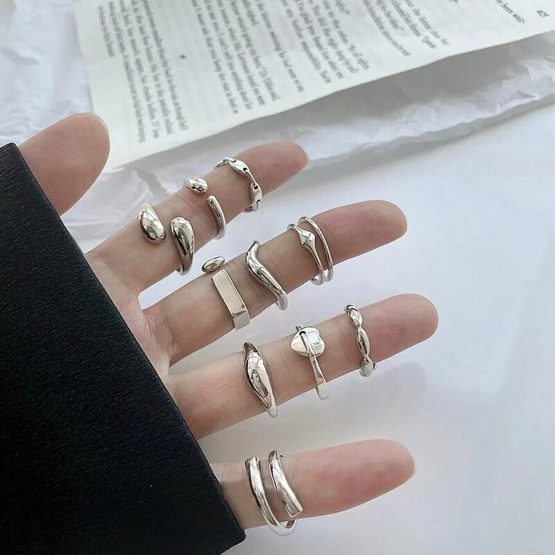 BF نادي 925 فضة خاتم للنساء مجوهرات بسيطة الاصبع المفتوحة Vintage حلقة اليدوية الحساسية للحزب هدية عيد