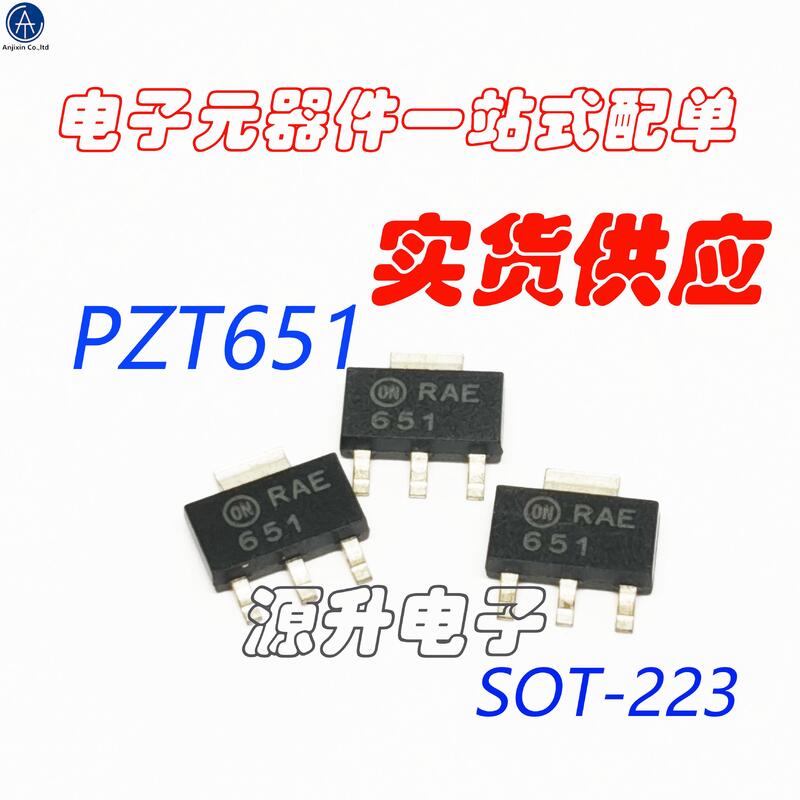 30 pçs 100% original pzt651/pzt651t1g tela de seda 651 transistor bipolar sot-223